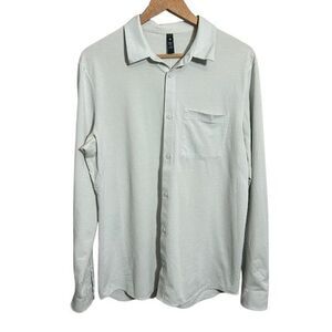 Lululemon Commission Long-Sleeve Shirt Pocket L Ocean Air Button Up Stretch